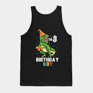 3 Year Old Funny 3rd Birthday Boy T Rex Dinosaur Tank Top